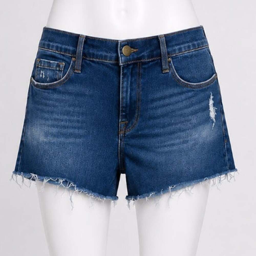 Frame Le Cut Off Azure Jean Shorts Raw Edge Frayed Hem Fading & Whiskering 28 - Picture 1 of 12